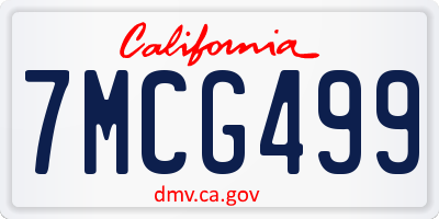 CA license plate 7MCG499