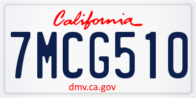 CA license plate 7MCG510