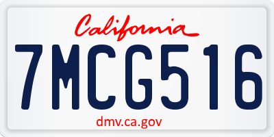 CA license plate 7MCG516