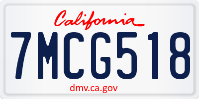 CA license plate 7MCG518