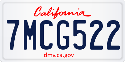 CA license plate 7MCG522