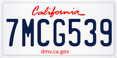 CA license plate 7MCG539