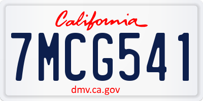 CA license plate 7MCG541