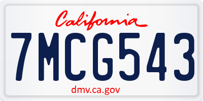 CA license plate 7MCG543