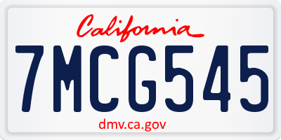 CA license plate 7MCG545