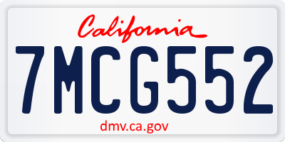 CA license plate 7MCG552