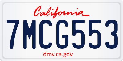 CA license plate 7MCG553