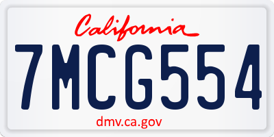 CA license plate 7MCG554