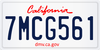 CA license plate 7MCG561