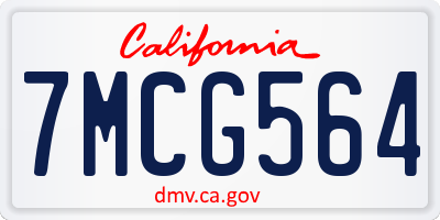 CA license plate 7MCG564