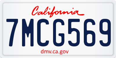 CA license plate 7MCG569