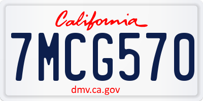 CA license plate 7MCG570