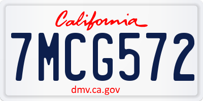 CA license plate 7MCG572