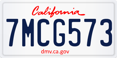 CA license plate 7MCG573