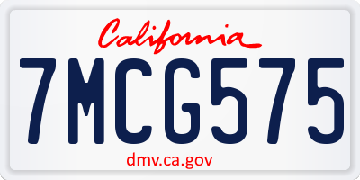 CA license plate 7MCG575