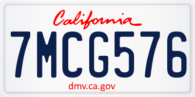 CA license plate 7MCG576