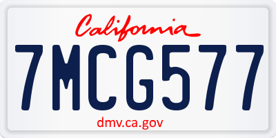 CA license plate 7MCG577