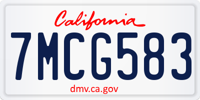 CA license plate 7MCG583