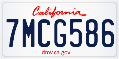 CA license plate 7MCG586