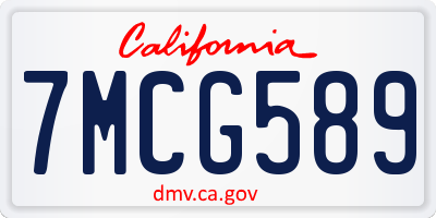 CA license plate 7MCG589