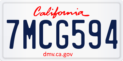 CA license plate 7MCG594