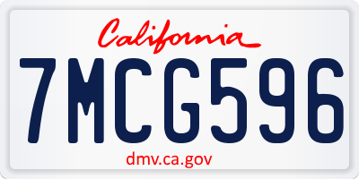 CA license plate 7MCG596