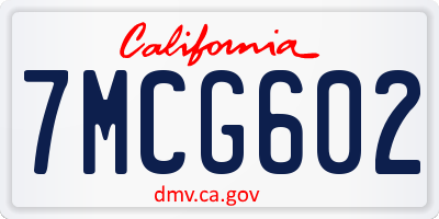 CA license plate 7MCG602