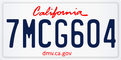 CA license plate 7MCG604