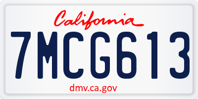 CA license plate 7MCG613