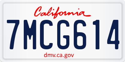 CA license plate 7MCG614