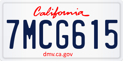 CA license plate 7MCG615