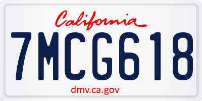 CA license plate 7MCG618