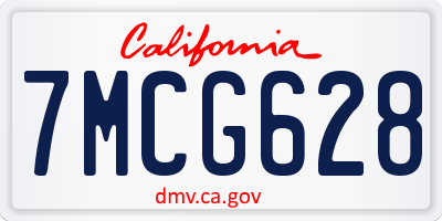 CA license plate 7MCG628
