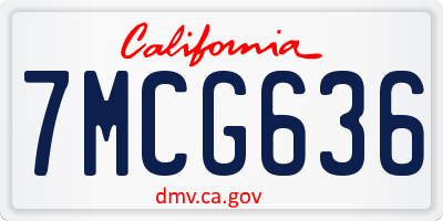 CA license plate 7MCG636