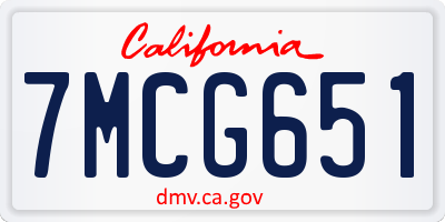 CA license plate 7MCG651