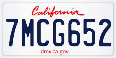 CA license plate 7MCG652