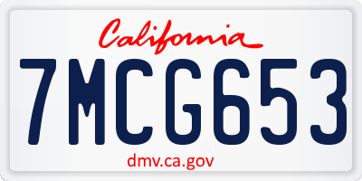 CA license plate 7MCG653