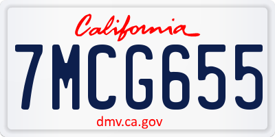 CA license plate 7MCG655