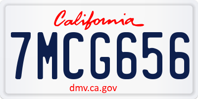 CA license plate 7MCG656