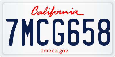 CA license plate 7MCG658