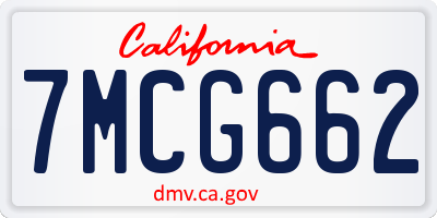 CA license plate 7MCG662