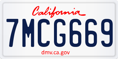 CA license plate 7MCG669