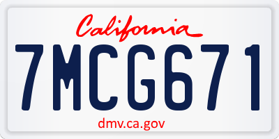 CA license plate 7MCG671