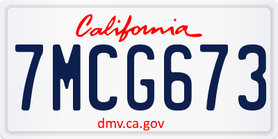 CA license plate 7MCG673