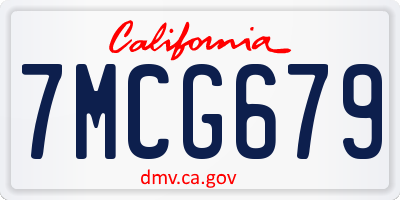 CA license plate 7MCG679