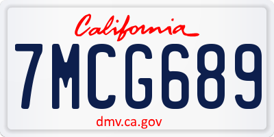 CA license plate 7MCG689