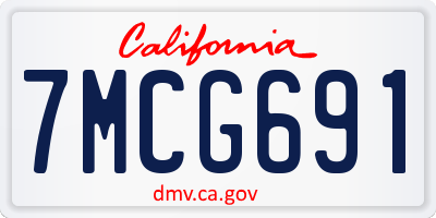 CA license plate 7MCG691