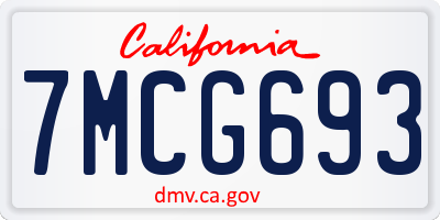 CA license plate 7MCG693