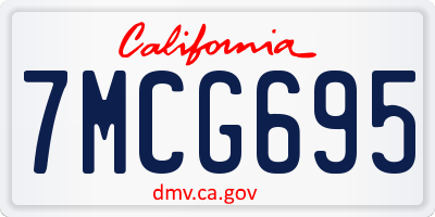 CA license plate 7MCG695