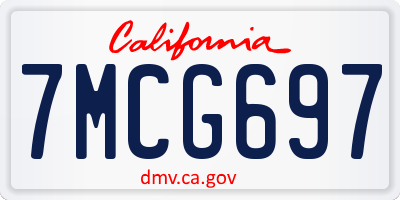 CA license plate 7MCG697